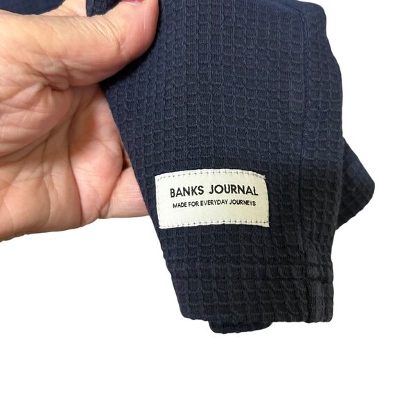 Banks Journal Dirty Denim Blue Long Sleeve Waffle Knit Shirt Size L  NWT - Picture 4 of 6